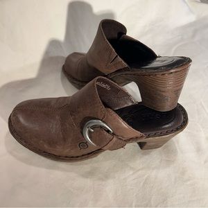 Born Brown Leather Mule Clogs, size 9